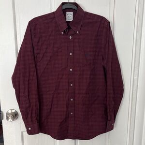 Brooks Brothers Burgundy Plaid Button Down Shirt